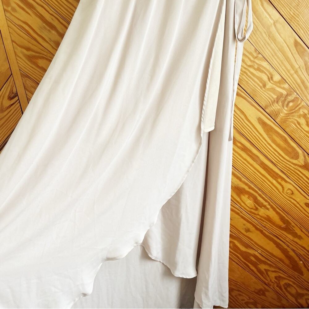Show Me Your Mumu Sophia Wrap Dress Bridesmaid Beige Deep Ring Crisp - Picture 6 of 8